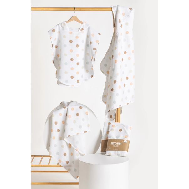 STEFAN Peškir sa kapuljačom od muslina 120x60cm Tufna, krem/bela - 372-tufna