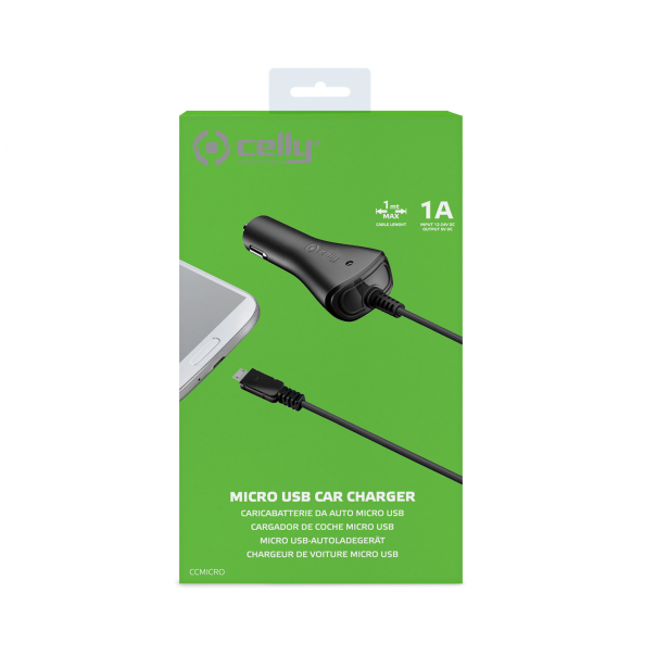 CELLY Auto punjač sa MICROUSB kablom, crna - CCMICRO