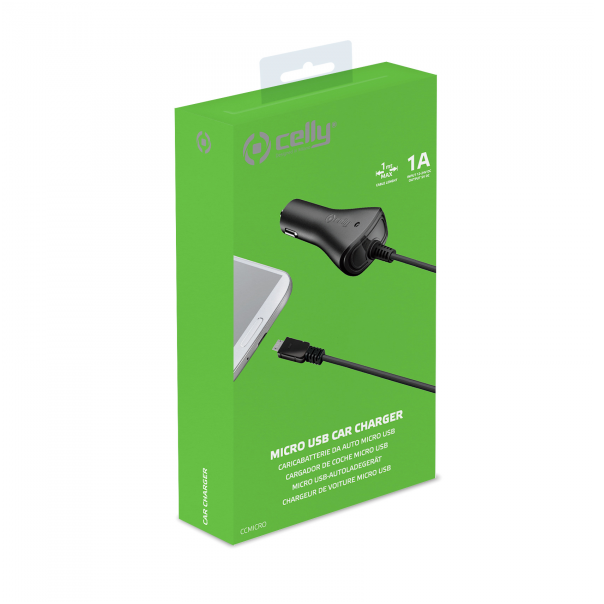 CELLY Auto punjač sa MICROUSB kablom, crna - CCMICRO