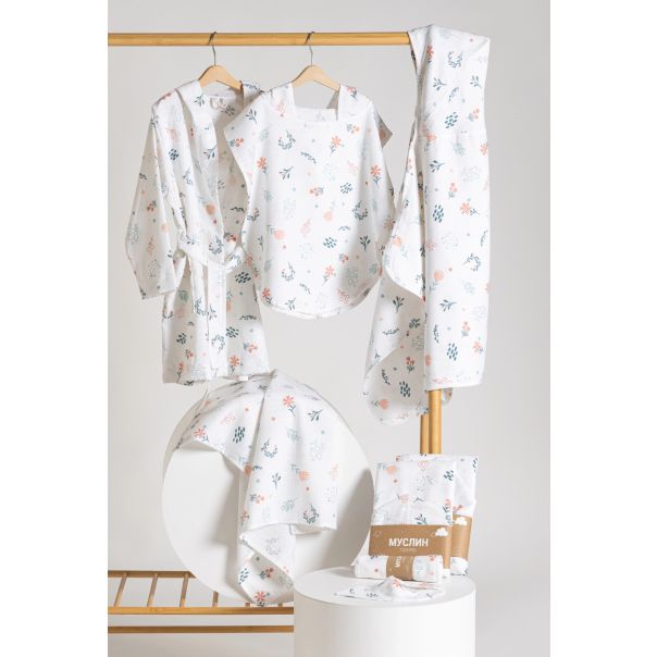 STEFAN Pelena od muslina 78x78cm Grančica, bela - 373-Grančica