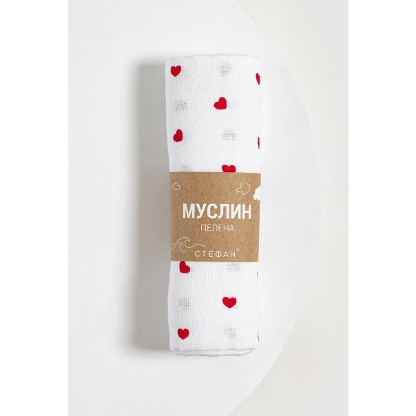 STEFAN Pelena od muslina 78x78cm Srce, crvena/bela - 373-srce