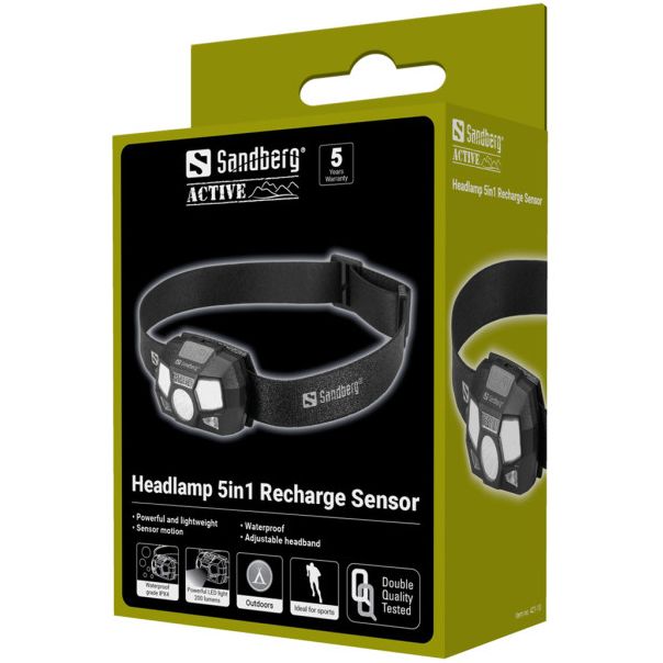 SANDBERG Baterijska naglavna lampa 5u1 421-10 punjiva/senzor - 43238
