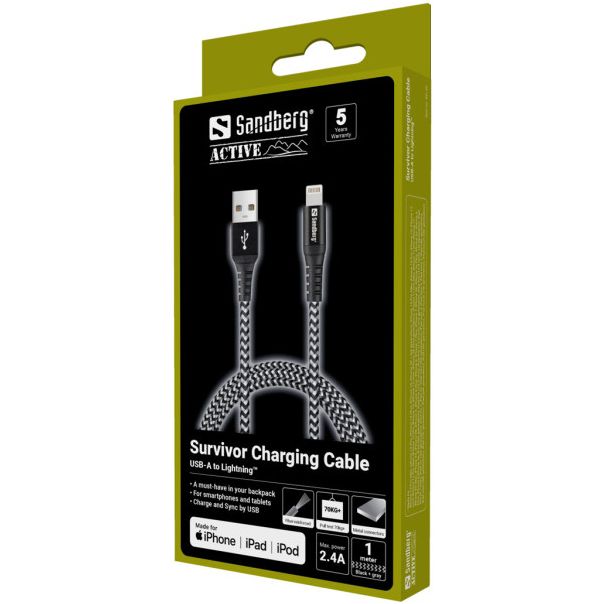 SANDBERG Kabl Survivor 441-35 USB-A/Lightning, 1m - 43248