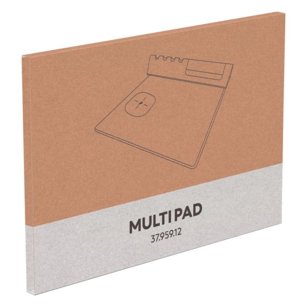 Podloga za miš MULTI PAD sa bežičnim punjačem 15W – RPET, držač za telefon i olovke, siva - EP3258980