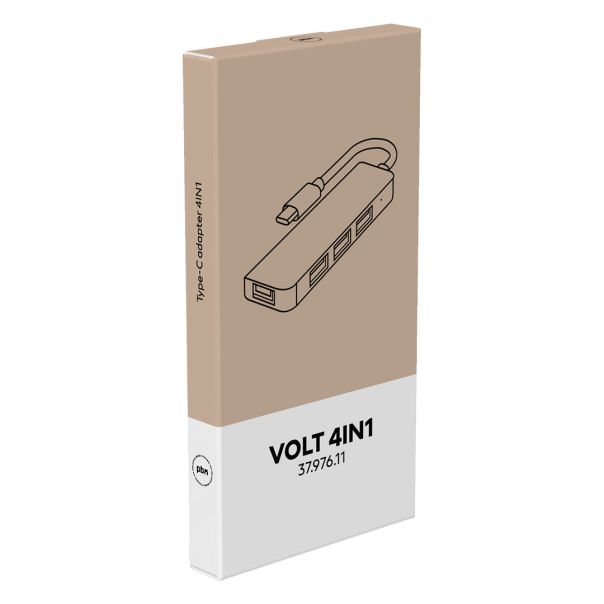 USB razdelnik VOLT 4u1 – 4 USB porta, USB 3.0, Type-C ulaz, aluminijum, tamnosivi - EP3258998