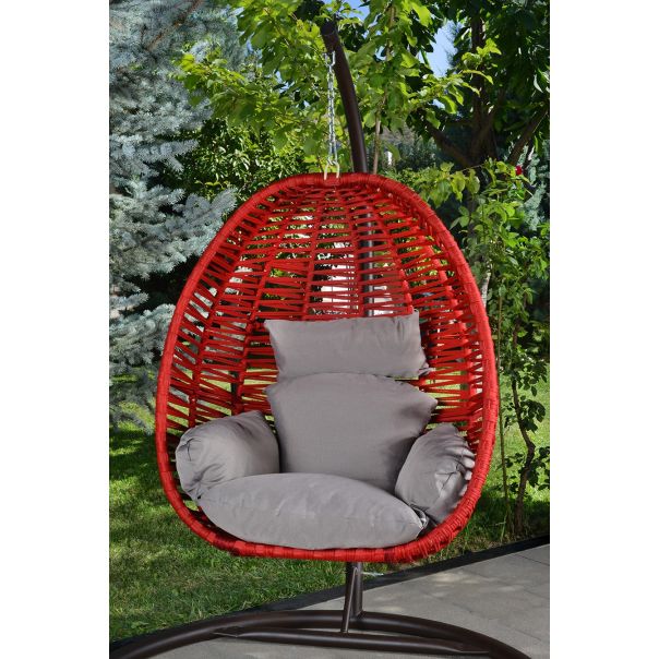 HANAH HOME Viseća ljuljaška jaje Findik, crna/crvena - 379VLV1703