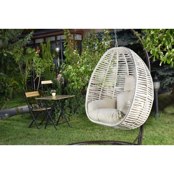 HANAH HOME Viseća ljuljaška jaje Findik, crna/krem - 379VLV1704