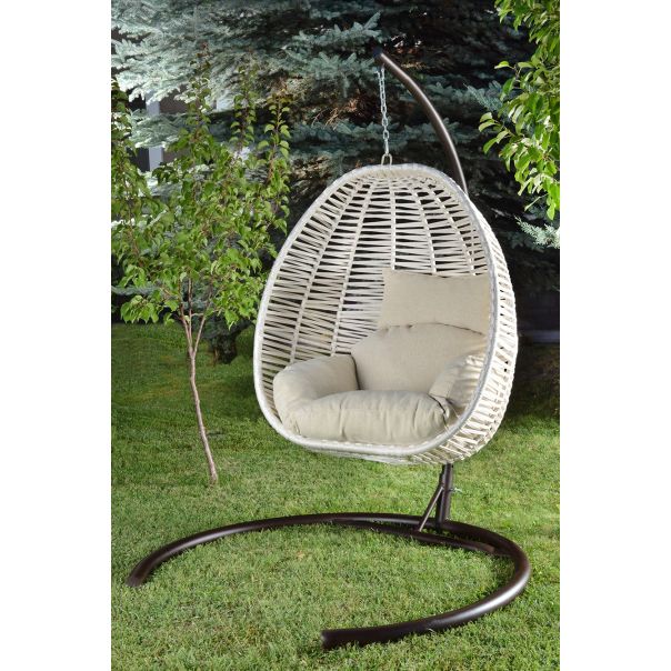 HANAH HOME Viseća ljuljaška jaje Findik, crna/krem - 379VLV1704