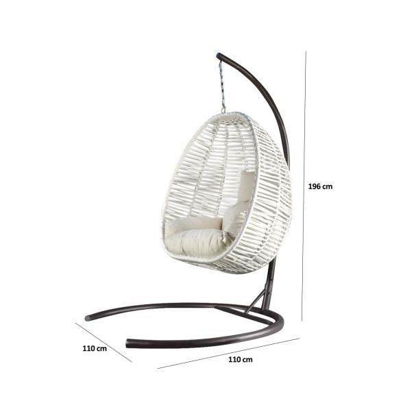 HANAH HOME Viseća ljuljaška jaje Findik, crna/krem - 379VLV1704