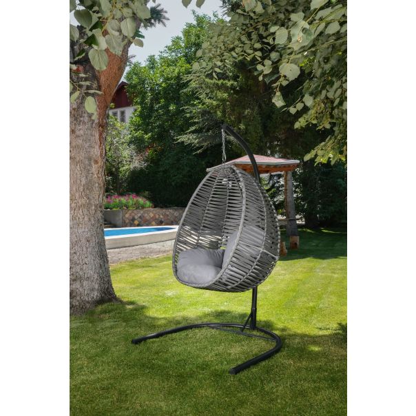 HANAH HOME Viseća ljuljaška jaje Findik, crna/siva - 379VLV1720