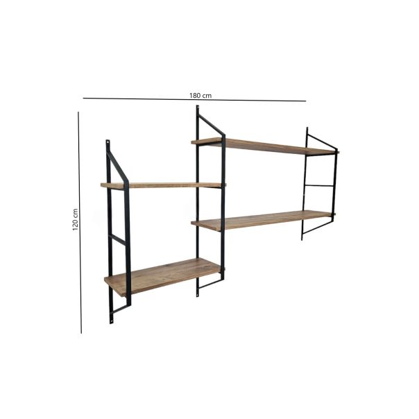 HANAH HOME Zidna polica Raffy5, braon/crna - 379VLV1811