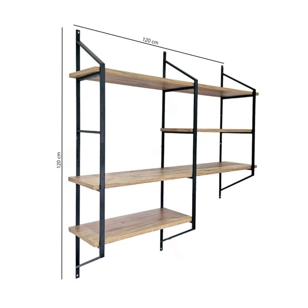 HANAH HOME Zidna polica Raffy6, braon/crna - 379VLV1812