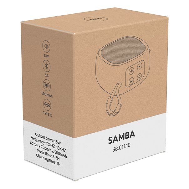 Bluetooth zvučnik SAMBA 5W sa ručkom – Bluetooth 5.3, gumirana površina, crni - EP3258989