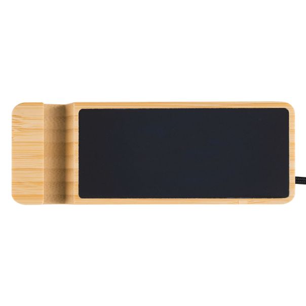 USB razdelnik ENNIO od bambusa sa držačem za telefon – Type-C ulaz, 2x USB + Type-C, svetleći logo - EP3258718
