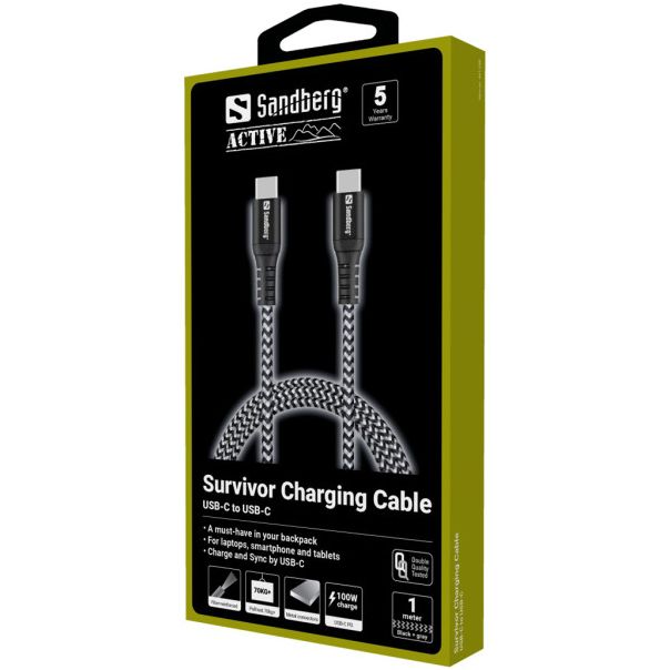 SANDBERG Kabl Survivor 441-38 USB-C/USB-C, 1m - 43734-1