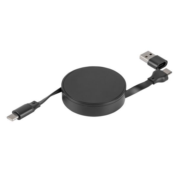 Uvlačivi USB kabl FURIO 2u1 240W – PD, aluminijumsko kućište, 1 m, crni - EP3258959