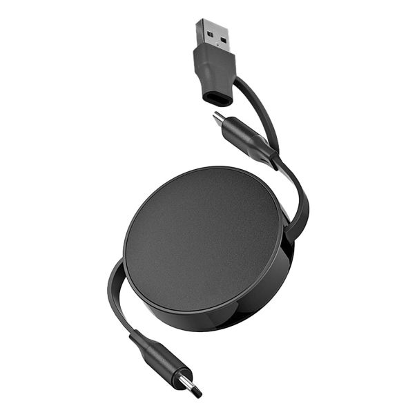 Uvlačivi USB kabl FURIO 2u1 240W – PD, aluminijumsko kućište, 1 m, crni - EP3258959