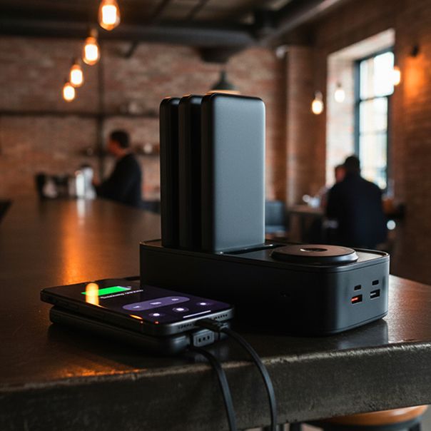 Stanica za punjenje REVOLUTION – 4 odvojive pomoćne baterije 10.000 mAh, 3u1 bežično, GaN 65W punjač - EP3259055