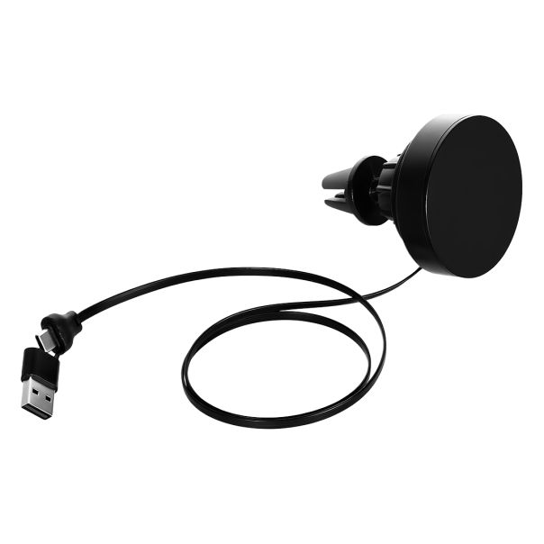 Auto držač i bežični punjač WADE 15W – magnetni, uvlačivi kabl, USB-A i Type-C izlaz, crni - EP3258968
