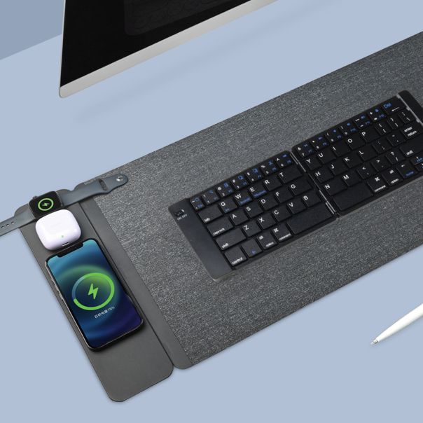 Podloga za stol GEAR PAD 3u1 80x30 cm sa bežičnim punjačem 15W – odvojiv magnetni punjač, eko koža - EP3259052
