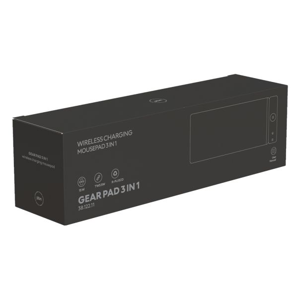 Podloga za stol GEAR PAD 3u1 80x30 cm sa bežičnim punjačem 15W – odvojiv magnetni punjač, eko koža - EP3259052