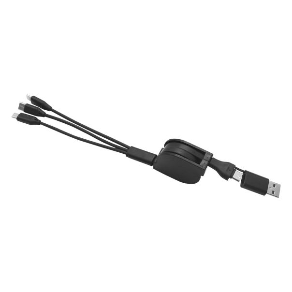 Uvlačivi USB kabl FLASH 6u1 60W – automatsko uvlačenje, 3 izlaza, PD, crni - EP3258947
