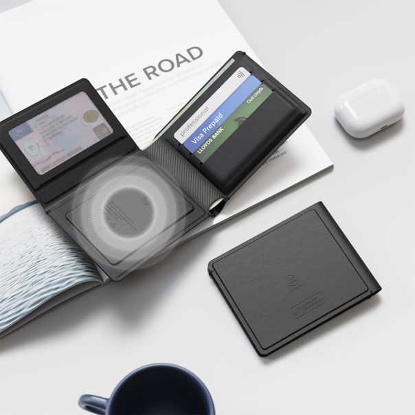 Find My novčanik WALLET FINDER – Apple licenca, bežično punjenje, reciklirana eko koža, crni - EP3259022