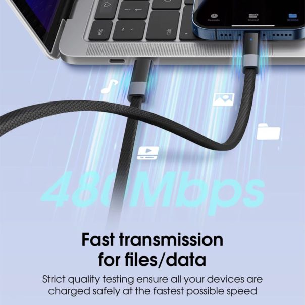 Data kabl LDNIO LC241i 30W Fast Automatic Power OFF Type C na iPhone lightning crni 1m - EP3009673