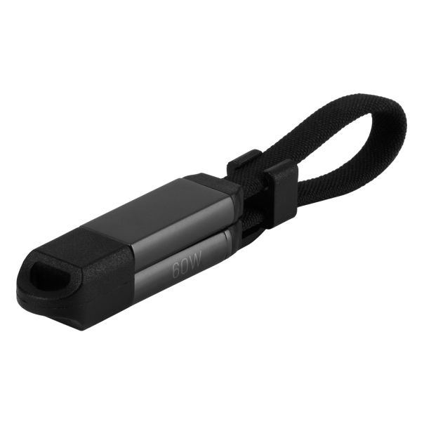 Mini USB kabl FELIX 2u1 60W – 21 cm, dodatak za kačenje, PD, crni - EP3258929