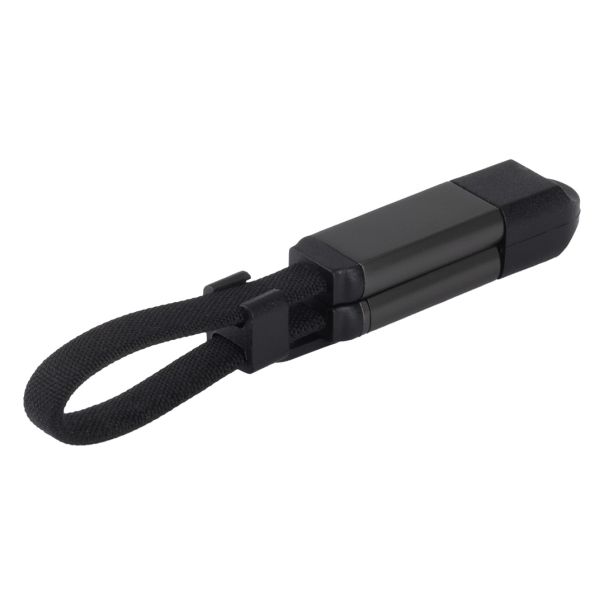 Mini USB kabl FELIX 2u1 60W – 21 cm, dodatak za kačenje, PD, crni - EP3258929