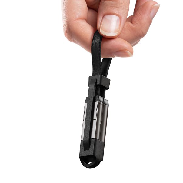 Mini USB kabl FELIX 2u1 60W – 21 cm, dodatak za kačenje, PD, crni - EP3258929