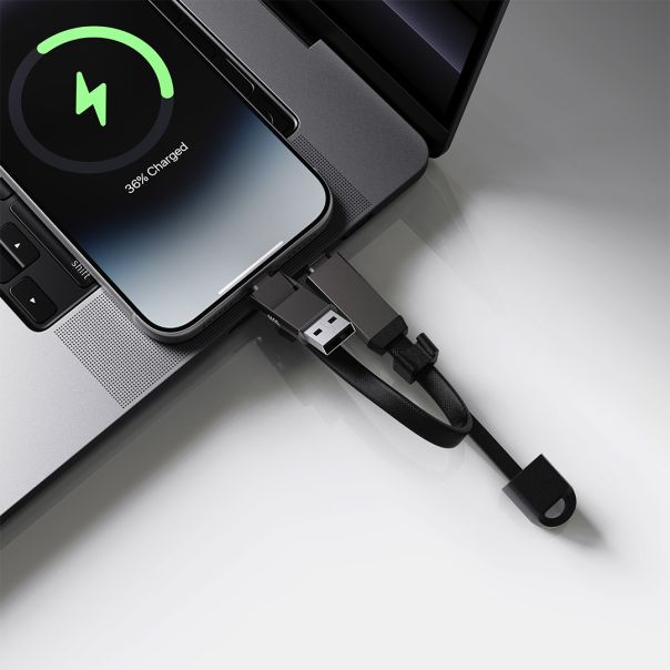 Mini USB kabl FELIX 2u1 60W – 21 cm, dodatak za kačenje, PD, crni - EP3258929