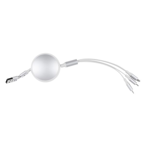 Uvlačivi USB kabl KEPLER 6u1 60W – automatsko uvlačenje, 3 izlaza, PD, beli - EP3258944