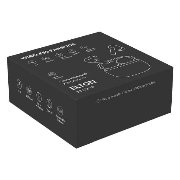 Bežične bubice ELTON – touch kontrola, Bluetooth 5.4, rezervni nastavci, bele - EP3259025