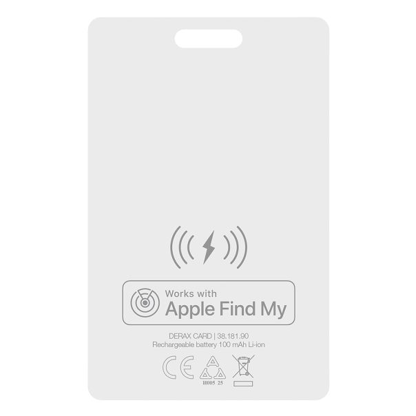 Find My kartica DERAX CARD – debljina 2 mm, Apple licenca, IPX5, bežično punjenje, bela - EP3259031