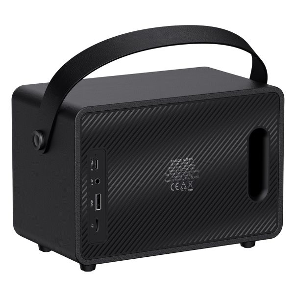 Bluetooth zvučnik JUKEBOX 30W retro – stereo, bass, do 25 h, AUX/TF/USB, kožna ručka, crni - EP3259076