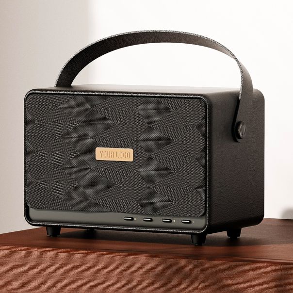 Bluetooth zvučnik JUKEBOX 30W retro – stereo, bass, do 25 h, AUX/TF/USB, kožna ručka, crni - EP3259076