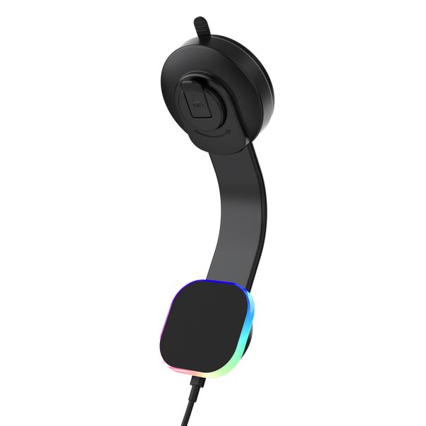 Auto držač i bežični punjač HOOK 15W – fleksibilni nosač, magnetni, RGB svetlo, FOD zaštita, crni - EP3259037