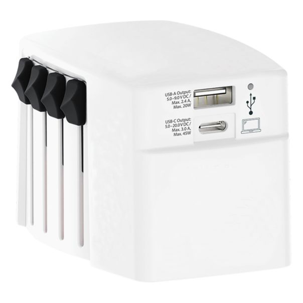 Putni multiadapter SKROSS World USB 45W PD, USB-C 45W i USB-A, beli - EP3258703