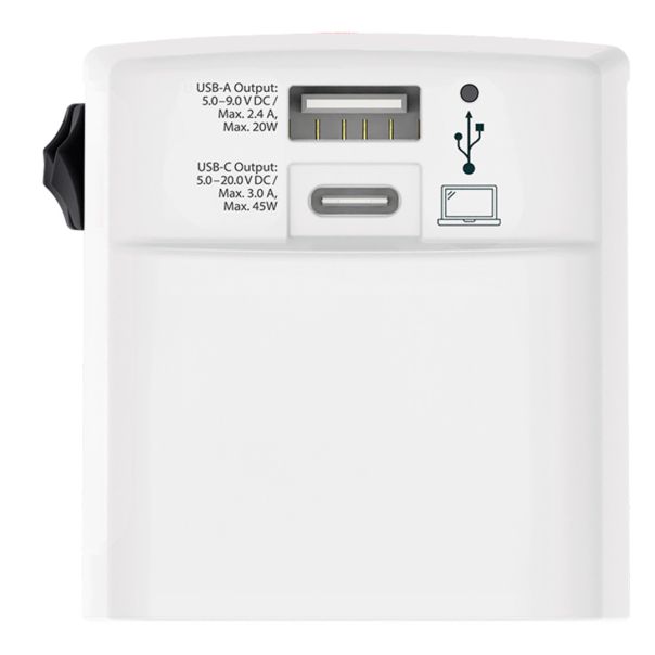 Putni multiadapter SKROSS World USB 45W PD, USB-C 45W i USB-A, beli - EP3258703