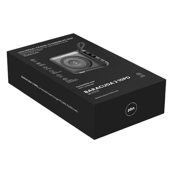 Putni punjač i pomoćna baterija BARACUDA 2 10PD – 10.000 mAh, PD 20W, bežično 15W, EU/UK/AU adapteri - EP3259061