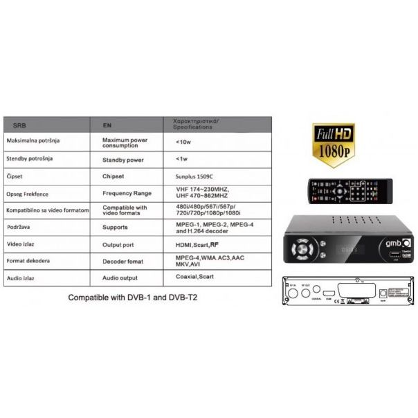 GEMBIRD Set top box GMB-T2-404 - 110682