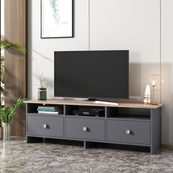 HANAH HOME TV komoda Oslo, antracit - 382NRC1106