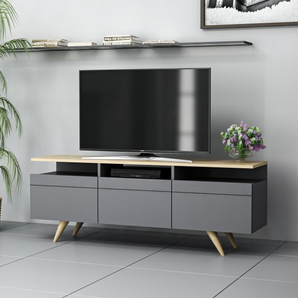 HANAH HOME TV komoda Berlin 150, antracit - 382NRC1109