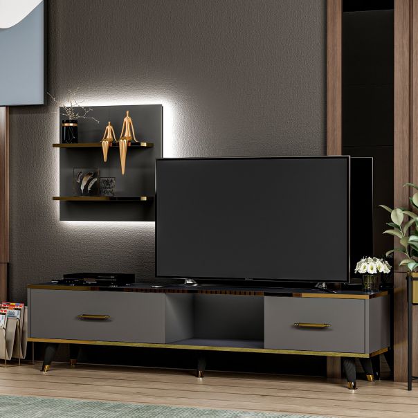 HANAH HOME TV komoda Aren, antracit - 382NRC1126