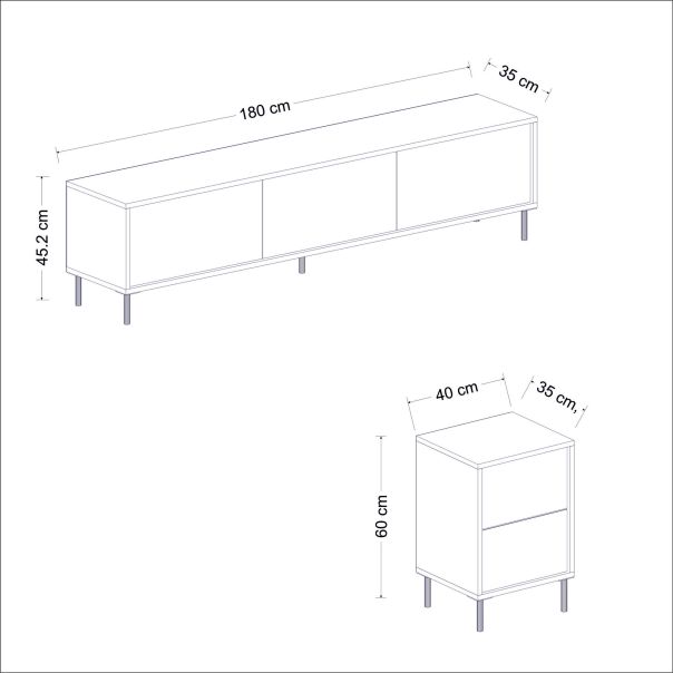 HANAH HOME TV komoda Imaj, antracit - 382NRC1130
