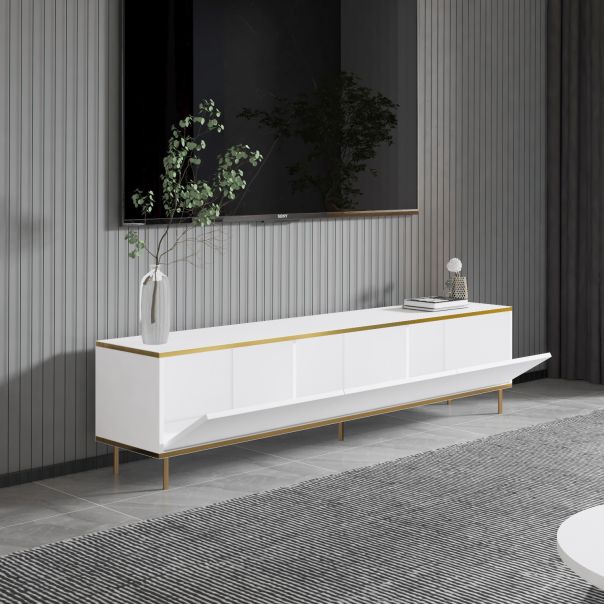 HANAH HOME TV komoda Imaj, bela/zlatna - 382NRC1144
