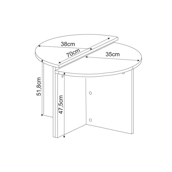 HANAH HOME Set klub stolova Dolunay 2/1, braon/antracit - EP3057455