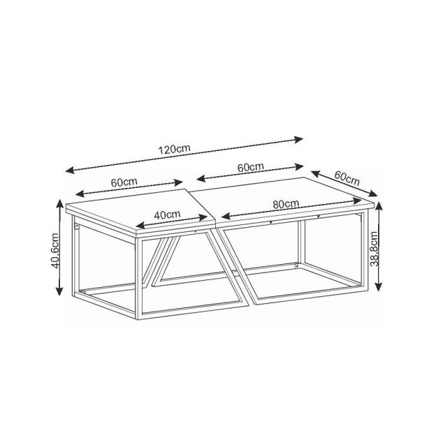 HANAH HOME  Set klub stolova Verona P0024623 2/1, braon/mermerna krem - EP3057464