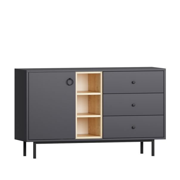 HANAH HOME Komoda Naturel, antracit - 382NRC1601